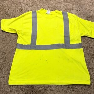Men's Neon Yellow Safety Tee with Reflective Stripes